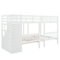 Triple Bunk Bed Frame, KOSBON Full Over Twin & Twin Bunk Bed, Wood