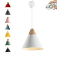 thumbnail image 1 of FSLiving Remote Control Pendant Light 1-Light J-Type Track Pendant Lamps Scandinavian Style Pendant Lights for Kitchen Hanging Lamp Modern Wood and Aluminium Light Customizable - White, 1 of 8