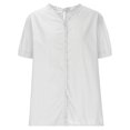 thumbnail image 4 of ZQUUVOU Womens Cotton Linen T-Shirts V-Neck Short Sleeve Solid Lace Tops(White,2XL), 4 of 6
