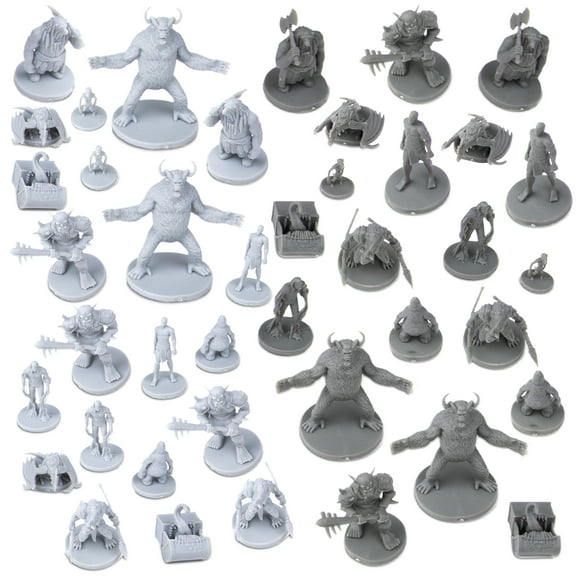 40 Miniature Monsters Fantasy Tabletop RPG Figures for Dungeons and Dragons, Pathfinder Roleplaying Games. 28MM Scaled Miniatures, 10 Unique Designs, Bulk Unpainted, Great for D&D/DND