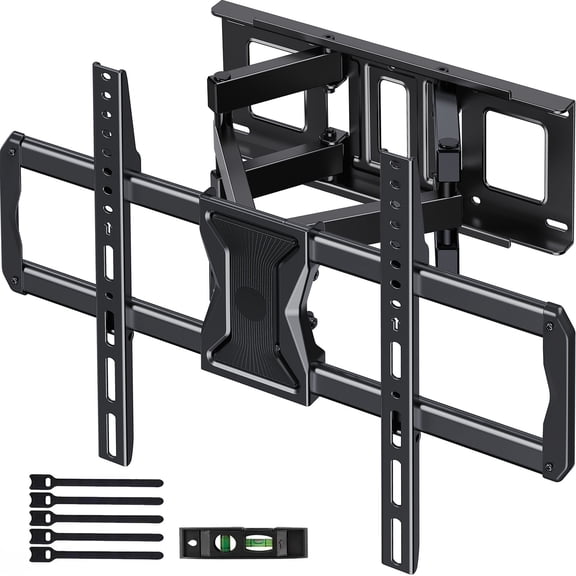 MountFTV Full Motion TV Wall Mount for 37-84" TVs, Max 600x400mm, Fits 16" Wood Studs, Holds up to 110lbs, TV Mount Bracket with Dual Articulating Arms, Swivel, Tilt Extension