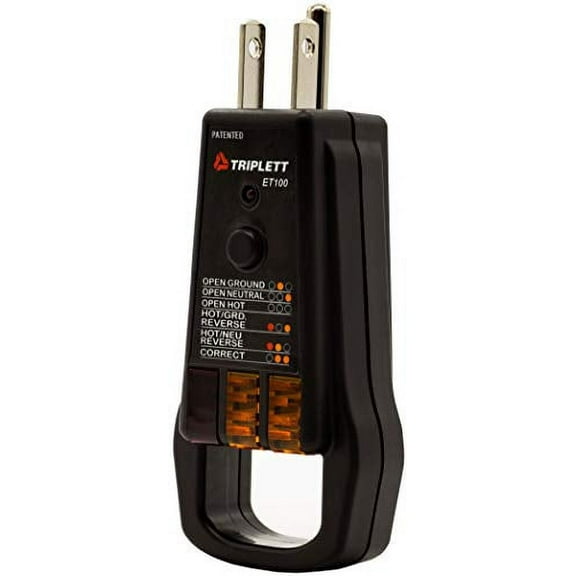 Triplett Receptacle Tester, GFCI, 110 to 125V AC ET100
