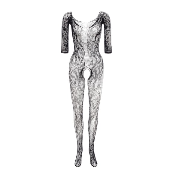 Womens Lingerie Sheer Mesh Stretch Bodystocking Sexy Daily Lingerie Black One Size