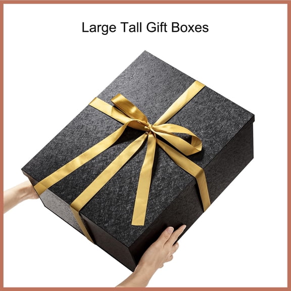 Large Gift Box with Lid for Presents Big Deep Gift Boxes for Birthday Presents - Contains Crinkle Paper,Ribbon and Card