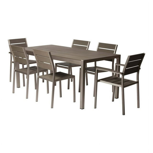 Pangea Home Breeze 7-piece Modern Aluminum Frame Patio Dining Set in Gray