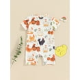 thumbnail image 4 of Jxzom Newborn Baby Boy Girl Farm Outfits 0 3 6 9 12 Months Chicken Print Short Sleeve Jumpsuit Crewneck Romper Bodysuit Summer Clothes, 4 of 8