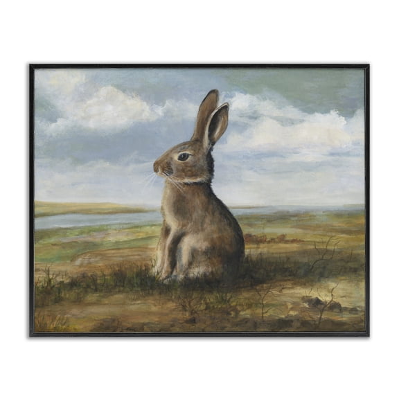 Stupell Industries Classic Rabbit in Countryside Black Framed Giclee Art, design by Michael Willett