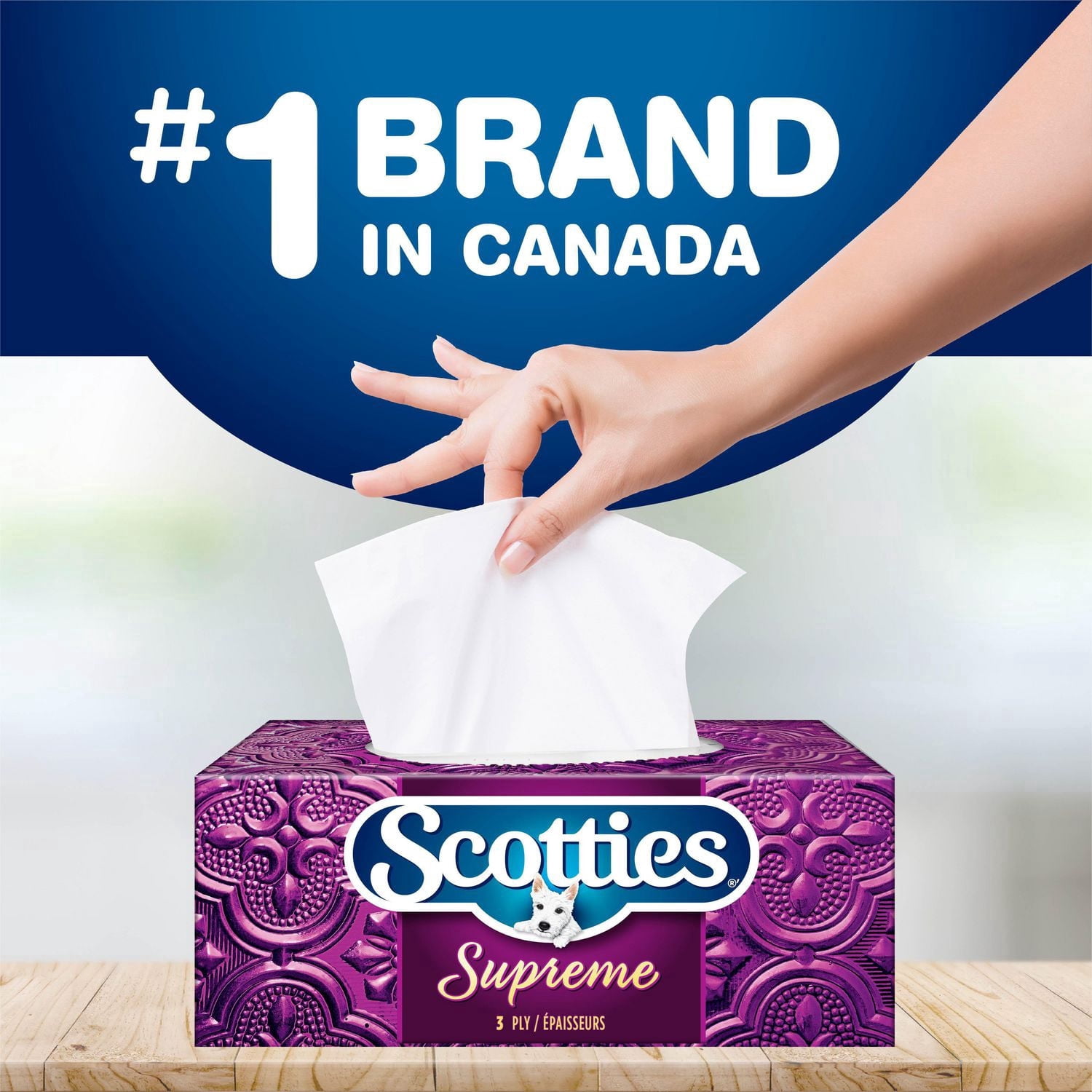 Papiers-mouchoirs Scotties Supreme à 3 épaisseurs, hypoallergéniques et approuvés par les dermatologues, 9 boîtes, 88 papiers-mouchoirs par boîte