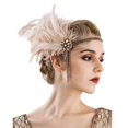 thumbnail image 4 of KONDYS 1920s Vintage Yellow Feather Fringe Headband Masquerade Party Style Accessories Set Special Interesting Performance Cloths, 4 of 8