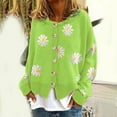 thumbnail image 1 of Vestes d'Automne Manteaux Cardigans pour Femmes, Cardigan à Manches Longues Col Rond Boutonné Imprimé Marguerite Tricoté, 1 of 4