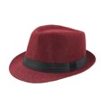 thumbnail image 2 of HEVIRGO Men Solid Color Wide Brim Fedora Felt Hat Panama Cap Boater Summer Beach Sunhat, 2 of 8