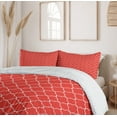 thumbnail image 6 of Ambesonne Oriental Duvet Cover Set, Royal Quatrefoil Motif, 2-Calking, Vermilion White, 6 of 7