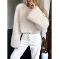 thumbnail image 4 of Women's Cropped Faux Fur Jacket Fashion Long Sleeve Casual Short Coat with Zipper Color S, 4 of 8