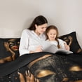 thumbnail image 4 of Castle Fairy Black Mask Girl King Bedding 7pcs,Stars Print King Bed in a Bag,Grey Reversible, 4 of 7