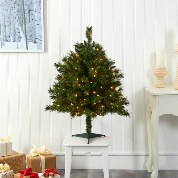 Nearly Natural 3' Mixed Pine Artificial Christmas Tree Prelit with 150 Clear Lights