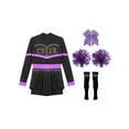 thumbnail image 3 of iiniim Kids Girls Cheer Leader Uniform Dance Long Sleeve Dress Leotard Dancewear Purple B 14, 3 of 7