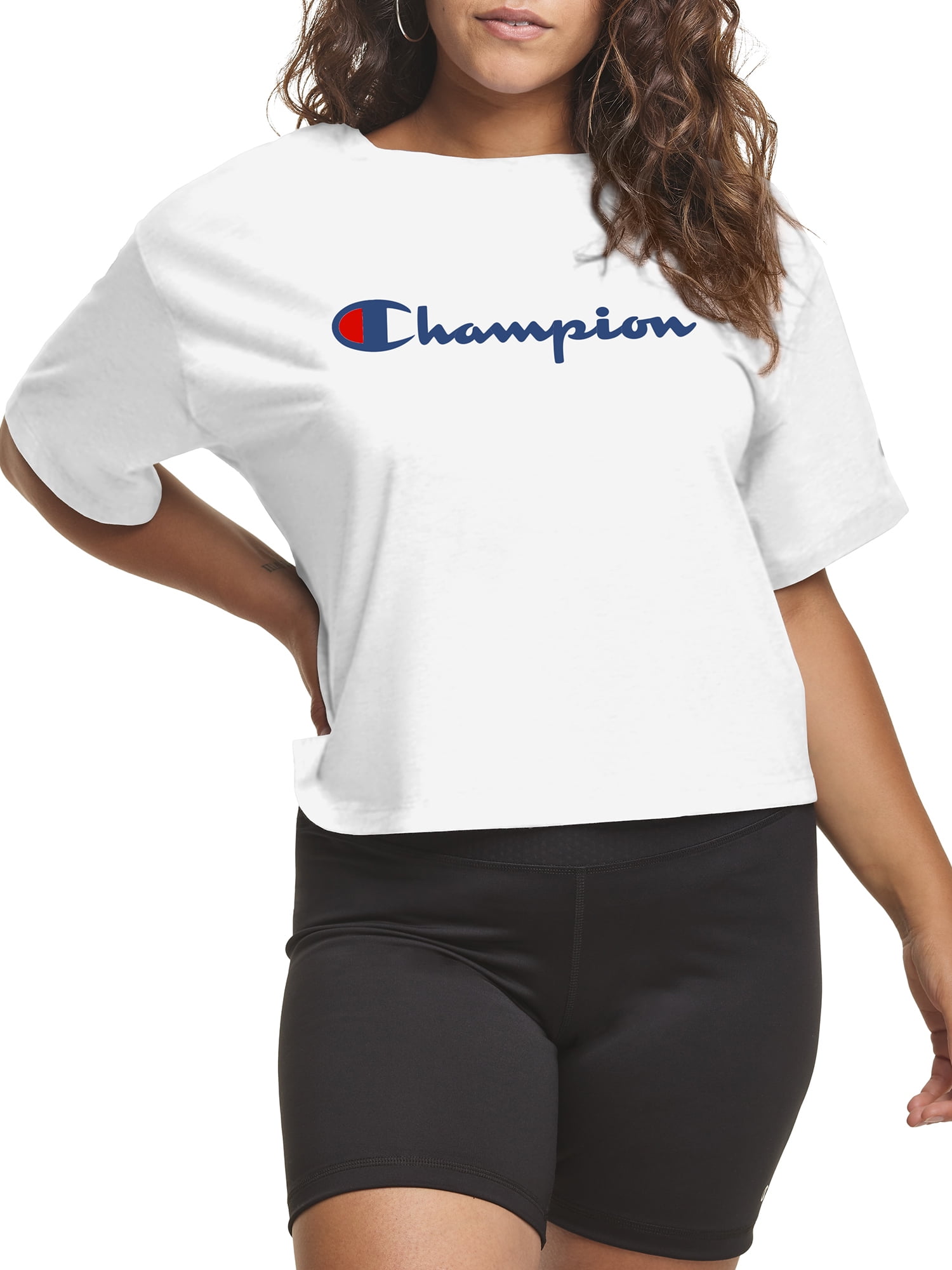 Champion Women's Size Plus Cropped Graphic Tee 