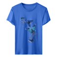 thumbnail image 4 of Summer Tops for Women 2024 Shirts Tshirts T Short Sleeve Fashion Casual Tshirts, Women's Butterfly Print Shirt Round Neck Top Lightweight Soft Clothing Clothes, 4 of 4