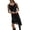 Black, variant on Women Stain Lace Camis Dress Y2K Silk Lace Trim Asymmetrical Side Slit High Low Slip Dress Streetwear Pink M