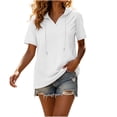 thumbnail image 3 of Jsaierl Women's Lightweight Hoodies Cute Solid Color Hooded Sweatshirt Oversized Sweater Workout Short Sleeve Tops Fall Fashion S-2XL, 3 of 9