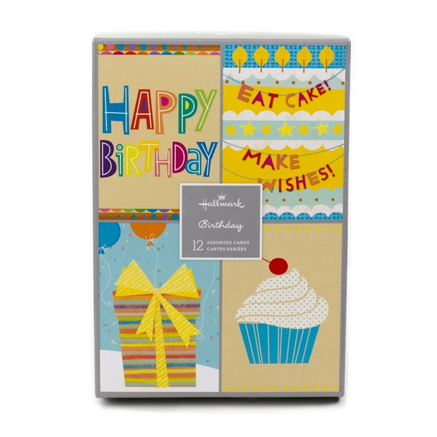 Hallmark Assorted Birthday Greeting Cards Birthday Icons 12 Cards And Envelopes Walmart Com Walmart Com