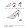 thumbnail image 5 of Miluxas Lace Mesh Slingback Heels for Women Embroidered Kitten Heels Bridal Shoes Pointed Toe Wedding Pumps Silver 9.5(43), 5 of 9