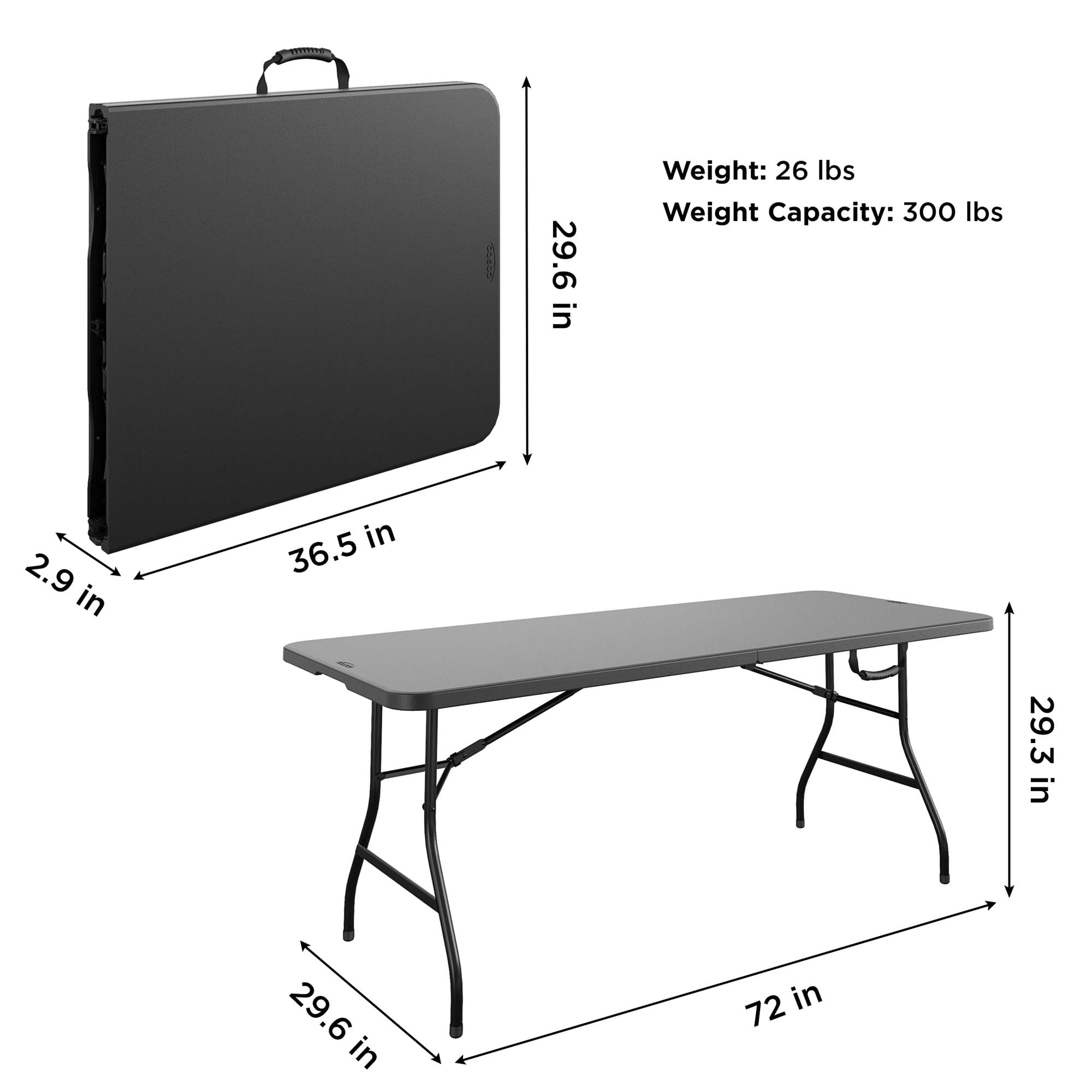 COSCO 6 ft. Fold-in-Half Banquet Table w/Handle, Black