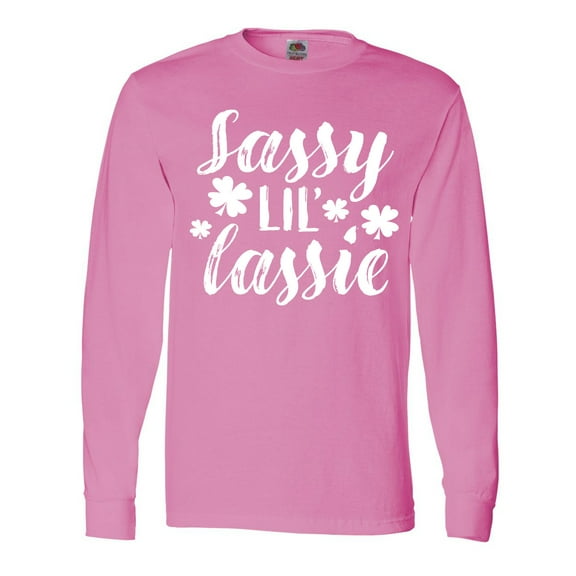 Inktastic Saint Patrick's Day Sassy Lil' Lassie with Shamrocks Long Sleeve T-Shirt