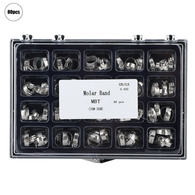 80Pcs Dental Orthodontic Tube Molar Band Set Teeth Accessories 16# to 35#