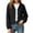 Black, variant on Women's Lightweight Hoodie Jacket Linen Blend Long Sleeve Button Down Cropped Coat Drawstring Hem Casual Daily Outerwear with Pockets White