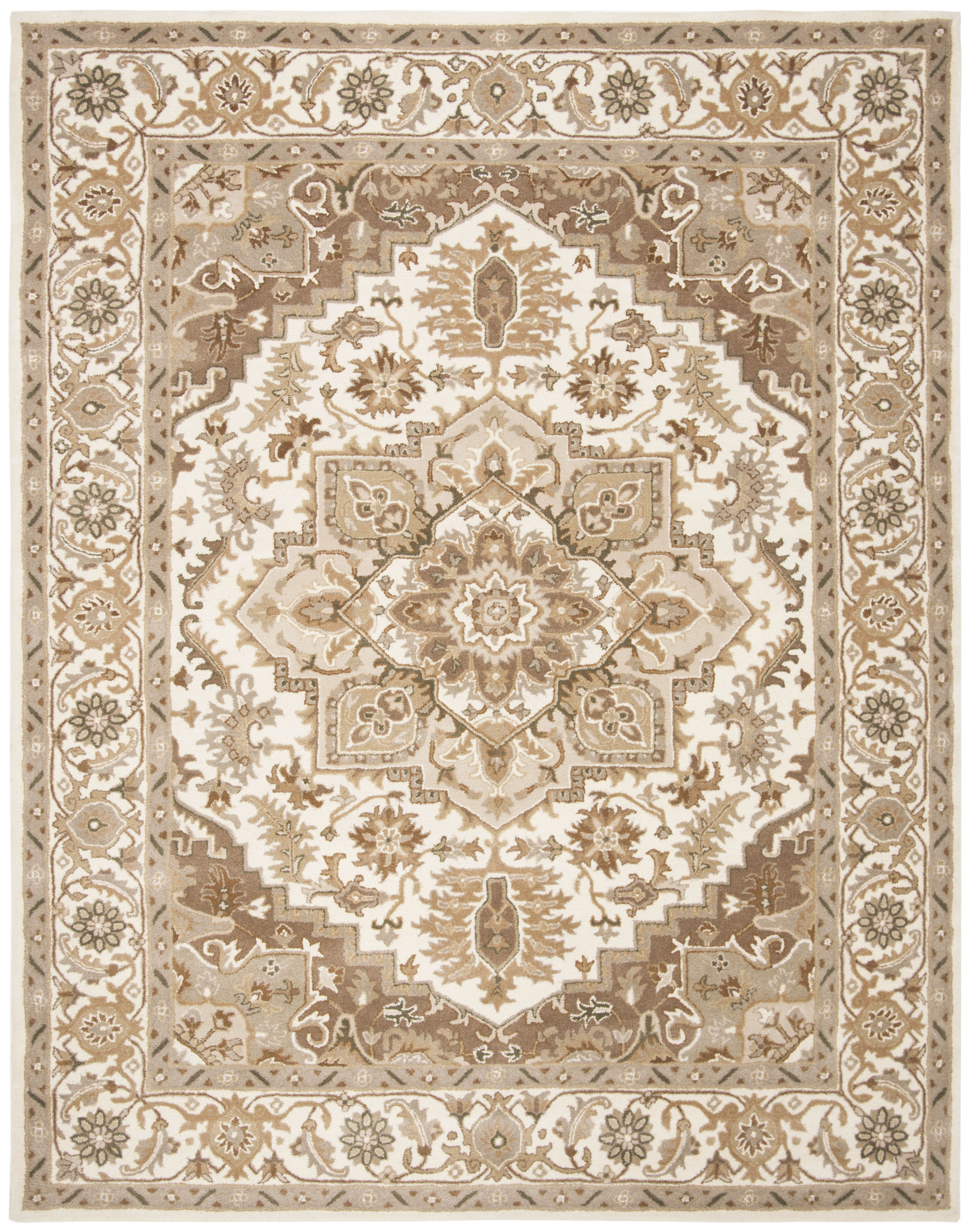 SAFAVIEH Royalty Corine Floral Bordered Area Rug, Beige/Sage, 8' x 10'