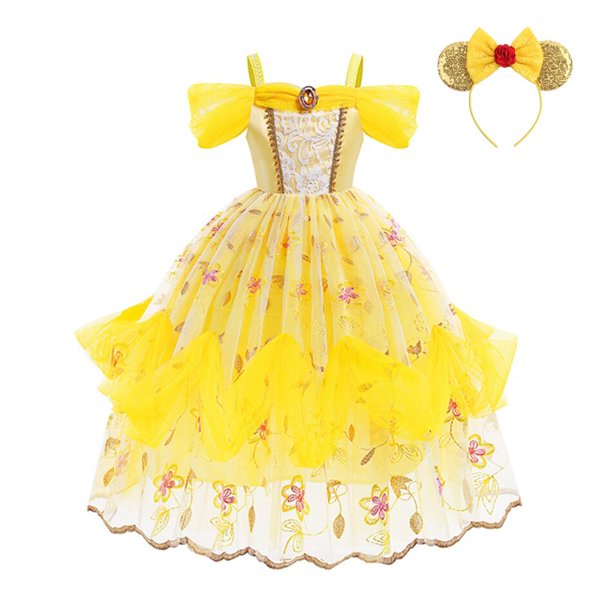 Vestido de bella para niñas, disfraz de princesa de la Bella y La Bestia, vestido de graduación para niñas Fivean unisex