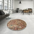 thumbnail image 3 of Ahgly Company Indoor Round Traditional Dark Sienna Brown Animal Area Rugs, 3' Round, 3 of 6