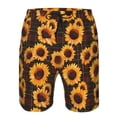 thumbnail image 4 of Yiaed Red Black Plaid Sunflower Print Men's Swim Trunks with Lining Quick Dry Sports Shorts Beach Shorts Boardshorts-X-Large, 4 of 5