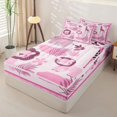 thumbnail image 2 of Homewish Lion Wildlife Kids Zipper Full Size Comforter Sets with Fitted Sheet and 2 Pillowcases, Leaf Plant Zipper Bedding Set, Pink, Pink Reversible, 4 Pieces, 2 of 6