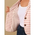 thumbnail image 6 of INSPIRE CHIC Women's Notched Lapel Long Sleeves Button Striped Blazer XXXL Light Pink White, 6 of 6