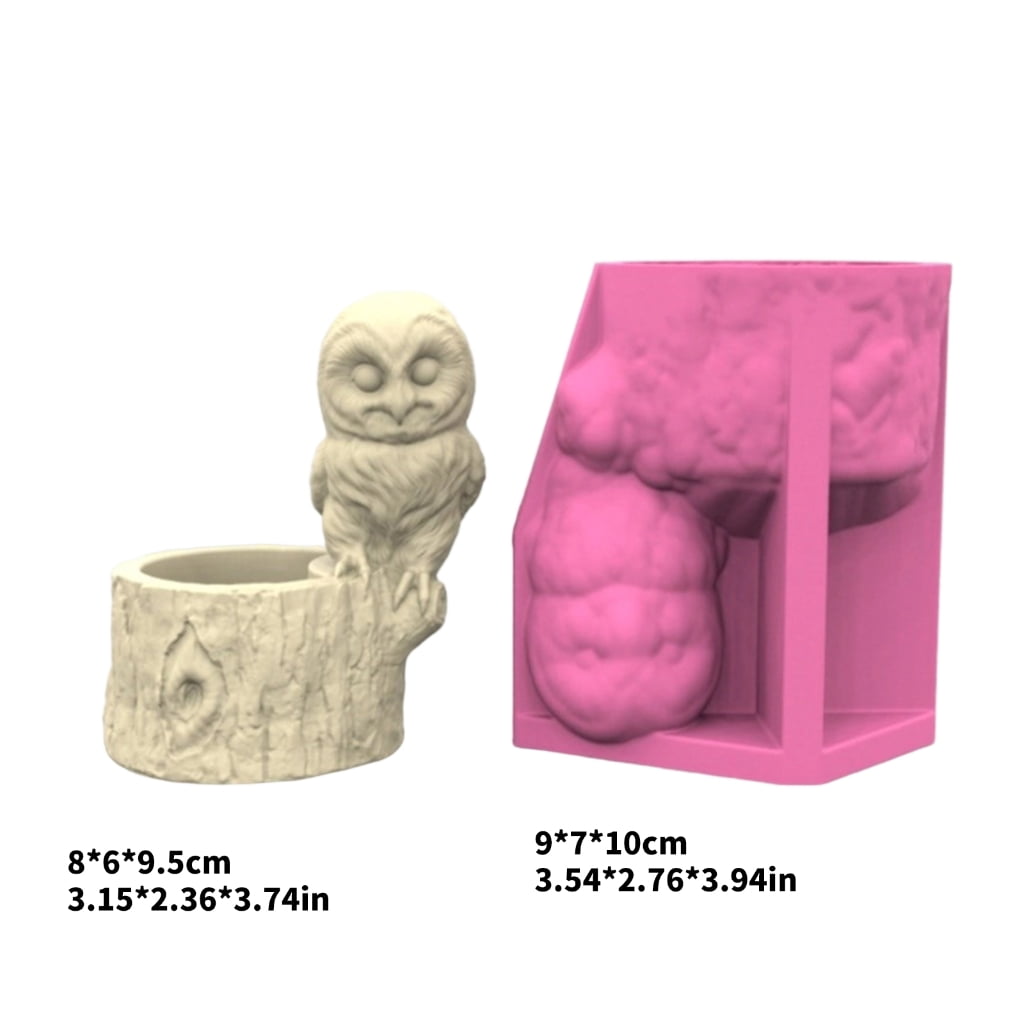 Aurgiarme Creative Owl Silicone Mould Succulents Pots Moulds Concrete Planter Molds Resin Crafting Molds for Hand-Making Lover