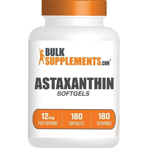 BulkSupplements Astaxanthin 12mg Softgels - Antioxidant Supplement, 1 Softgel per Serving, 180 Count