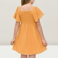 thumbnail image 3 of TQWQT Gold Dresses for Girls Summer Ruffle Short Sleeve Plain Dress Size 10-12 Kids Smocked Sundress Cute Crewneck Mini Dress Girls Dresses Tween Girls T-Shirt Dress Gold XXL, 3 of 4