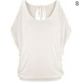 thumbnail image 3 of QualitChoice Hauts à Épaules Dénudées Col Rond Manches Courtes Chemise Ample Blouse d'Été Blanche P, 3 of 6