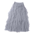 thumbnail image 2 of Zunfeo Tulle Skirts for Women Trendy Layered Tiered Skirt Elastic Waist Mid Flare Skirts- Gray One Size, 2 of 3