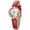 Red, variant on Quartz Watch for Women, Dainty Women's Crystal Bezel Watch, Roman Numerals Dial, Sapphire Lens, Genuine Leather Strap, 3ATM Waterproof, Vintage Dress Ladies Wristwatch, Red