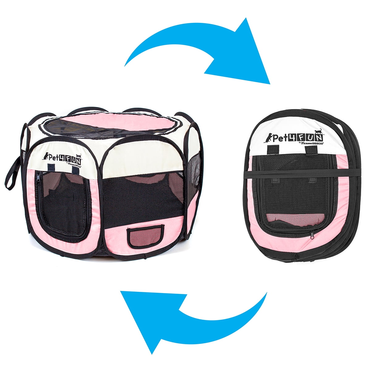 PicassoTiles Pet4Fun Portable Dog Playpen, Pink, 1 Pack, 29"L x 24"W x 16"H