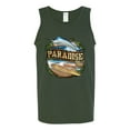 thumbnail image 2 of Wild Bobby, Paradise Surf Shack Marlin Pop Culture Mens Graphic Tank Top, Forest Green, Medium, 2 of 3