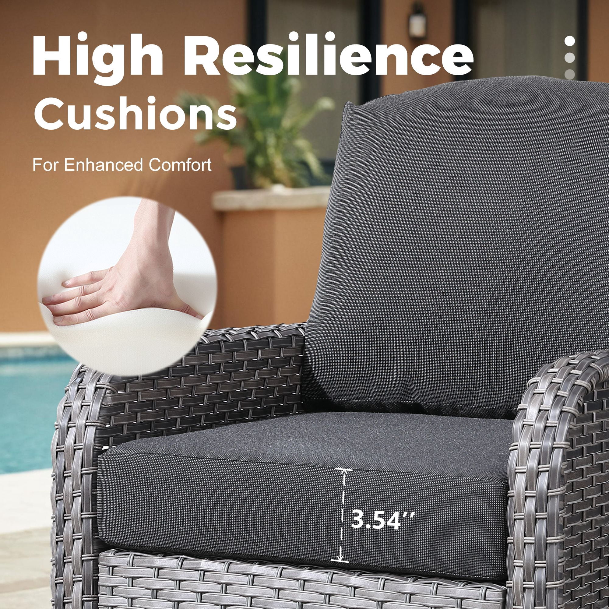 XIZZI 2 Pieces Wicker Outdoor Patio Furniture High Back Rattan Conversation Set All Weather Patio Chair Set with Cushions for Balcony, Black
