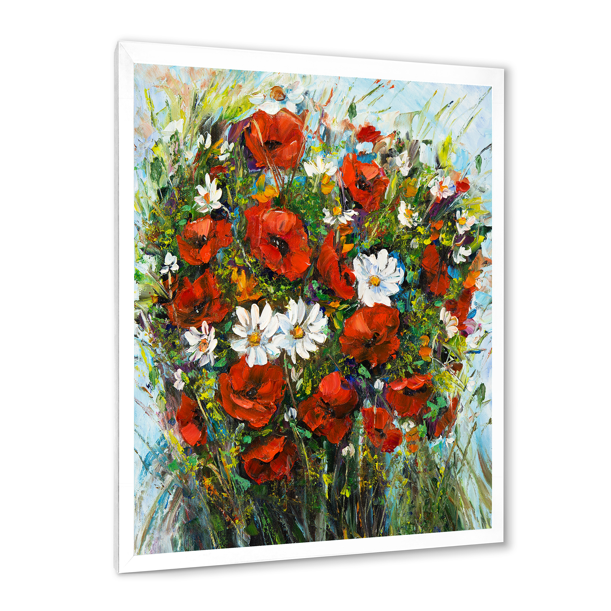 Designart 'Bouquet Of White and Red Wildflowers' Traditional Framed Art Print