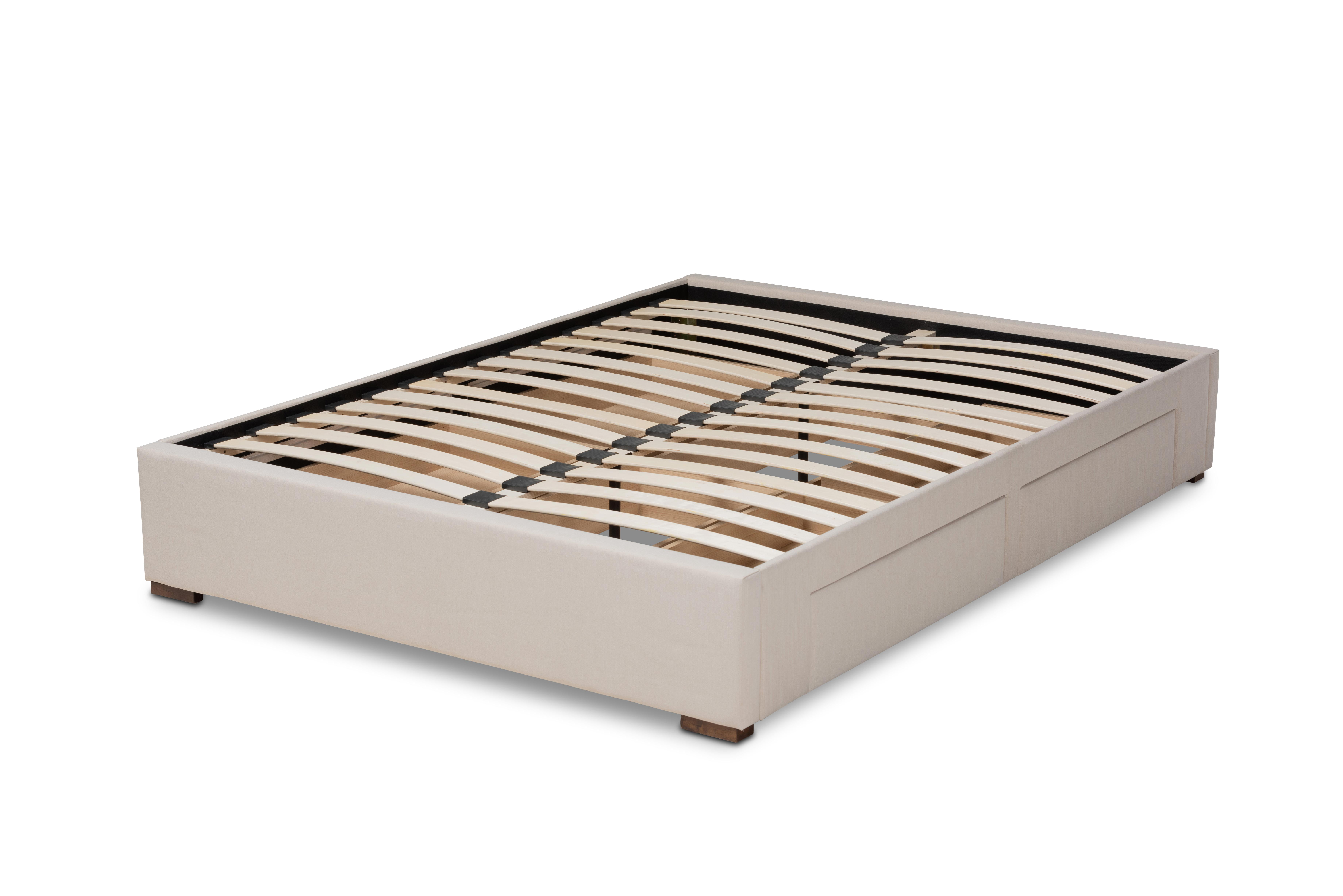 Baxton Studio Leni Modern and Contemporary Beige Fabric Upholstered 4-Drawer King Size Platform Storage Bed Frame
