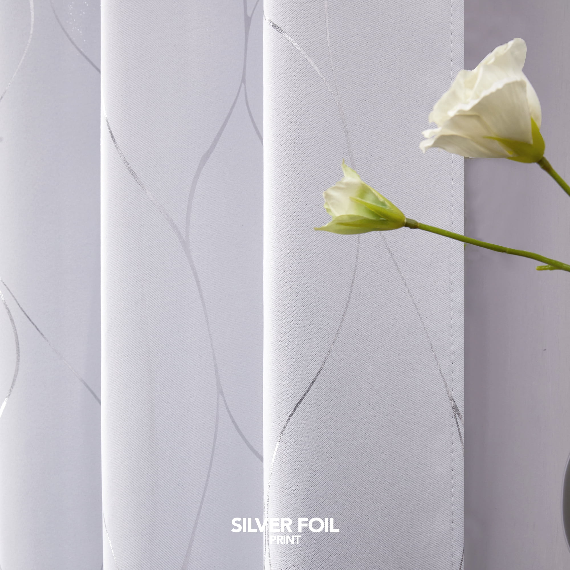 Deconovo Room Darkening Curtains, Energy Saving, Bright White, 52W x 72L Inch, Noise Reducing, Blackout Drapes for Bedroom, Set of 2