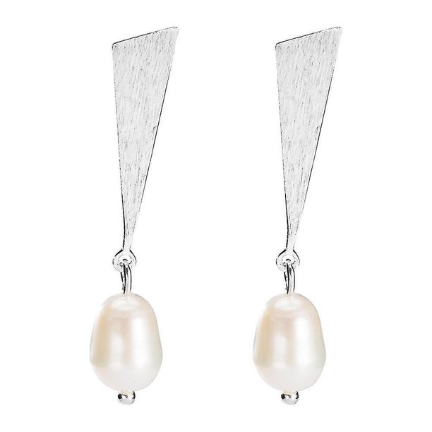 Pendientes triangulares geométricos simples chapados en plata, accesorios de temperamento a la moda para mujer
