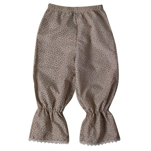 Women's Classic Pioneer Peasant Costume Bloomers (Medium 6-8, Cream Mini Flower)